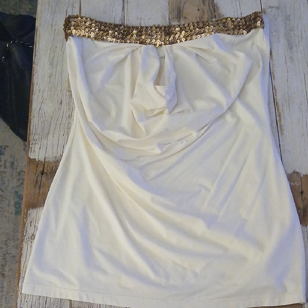 Allen B. By Allen Schwartz White Embellished Backless Tank Top